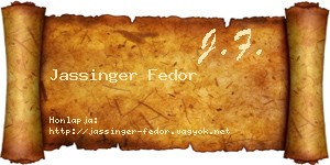 Jassinger Fedor névjegykártya